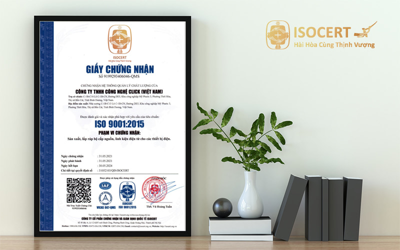Giấy chứng nhận ISO 9001 - Mẫu giấy chứng nhận ISO 9001 QMS CLICK Tiếng Việt